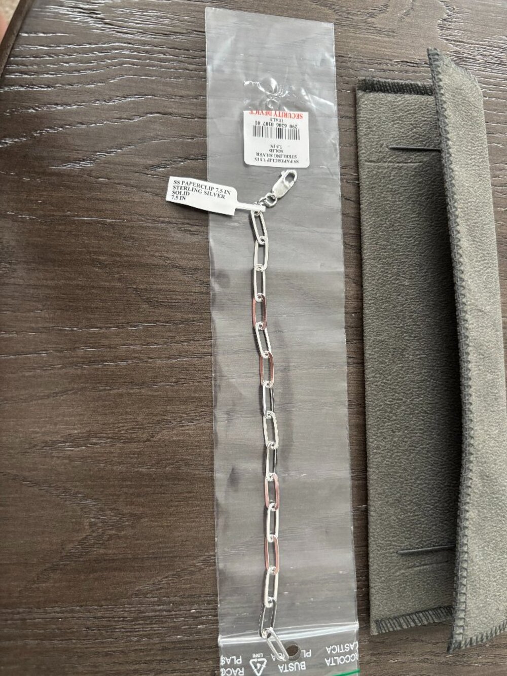 NWT Paperclip sterling sliver bracelet 7.5 in Italy